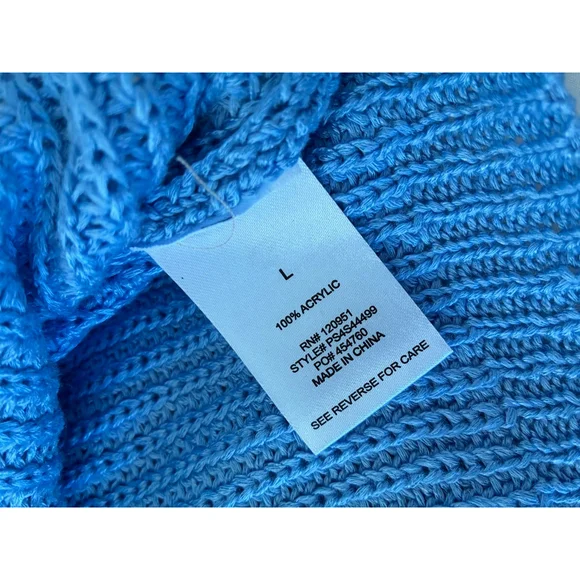 PINK ROSE Blue Cropped Cardigan Sweater women L - Picture 4 of 7